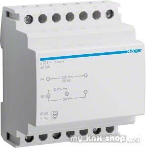 Hager Sicherheitstrafo 12V/3,33Ao.24V/1,67A ST314