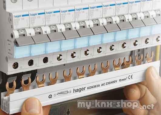 Hager Phasenschiene 3p,16qmm,12mod,Gabel KDN380A