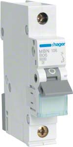 Hager Leitungsschutzschalter 1pol. B-6A, 6kA MBN106