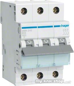 Hager Leitungsschutzschalter 3pol. B-10A, 6kA MBN310